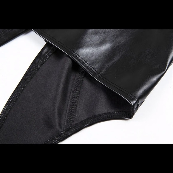 Black faux leather lace up top - Picture 16 of 16